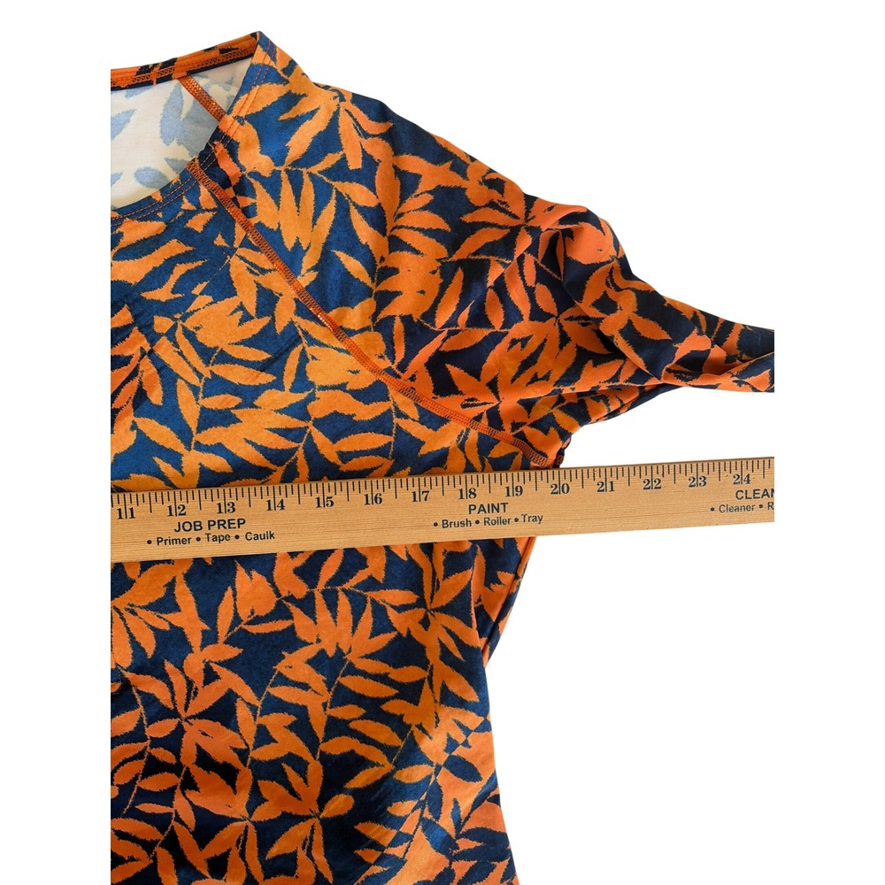Garnet Hill Womens Orange Navy Leaf Rash Guard (L) Bottoms sz 14 Modest swimwear - Picture 5 of 7